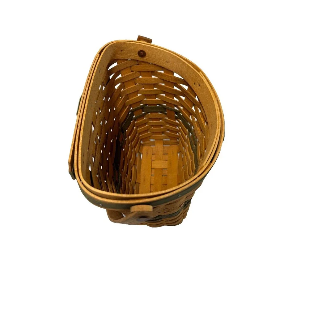 1998 Longaberger Glad Tidings Basket Green Trim 8.75